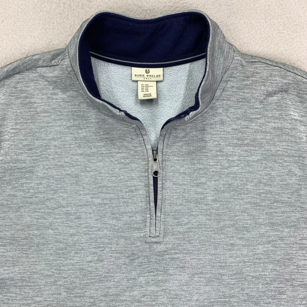 Rorie Whelan Golf 1/4 Zip Mens‎ 2XL Grey Pullover Mock Neck Sweatshirt Preppy